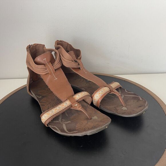 Cushe‎ Clover Thong Gladiator Sandal Women Size 8 Brown Zip Up Flats - Picture 2 of 13